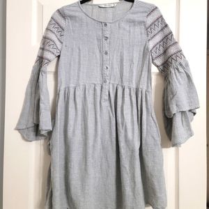 Zara/Embroidered Bell Sleeve Mini Dress/Size S